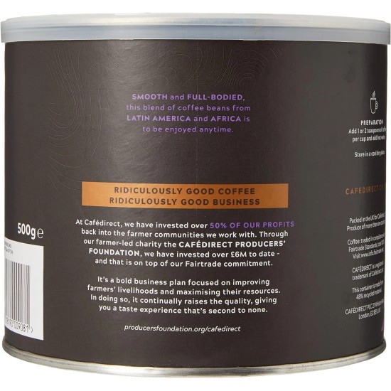 Cafe Direct Fairtrade Freeze Dried Instant Coffee (500g tin) Cafe Direct Fairtrade Freeze Dried Instant Coffee (500g tin)
