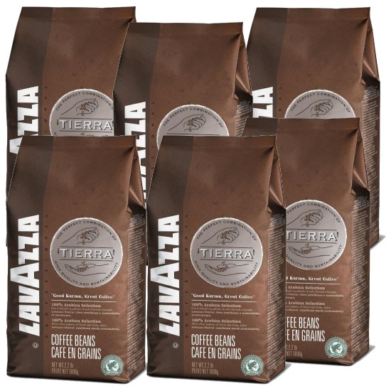 Lavazza Tierra Coffee Beans (6 x 1kg) - 100% Arabica, Rainforest Alliance certified Lavazza Tierra Coffee Beans (6 x 1kg) - 100% Arabica, Rainforest Alliance certified
