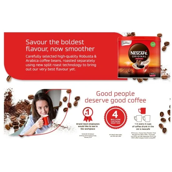 Nescafe Original Instant Coffee Granules (750g tin) - 416 Cups Nescafe Original Instant Coffee Granules (750g tin) - 416 Cups