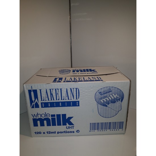 Lakeland UHT Whole Milk Portions (120 x 12ml) - Small milk pots, ideal for hotels Lakeland UHT Whole Milk Portions (120 x 12ml) - Small milk pots, ideal for hotels