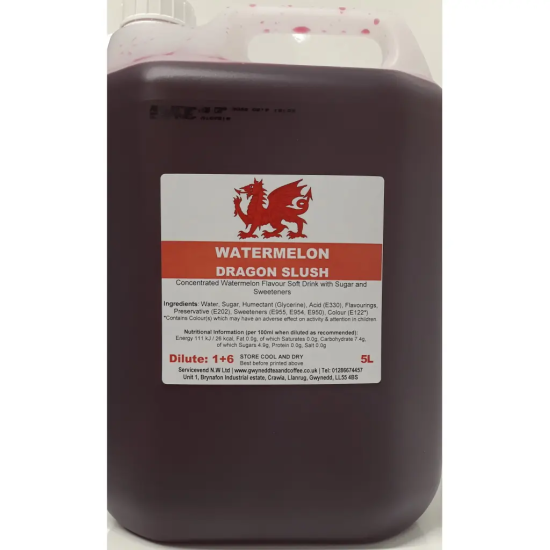 Watermelon Slush Syrup (5 litres) - Slush, Slushy, Slushie, Slush Puppy, Slush Puppie Watermelon Slush Syrup (5 litres) - Slush, Slushy, Slushie, Slush Puppy, Slush Puppie